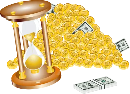 Hourglass and Pile of Money