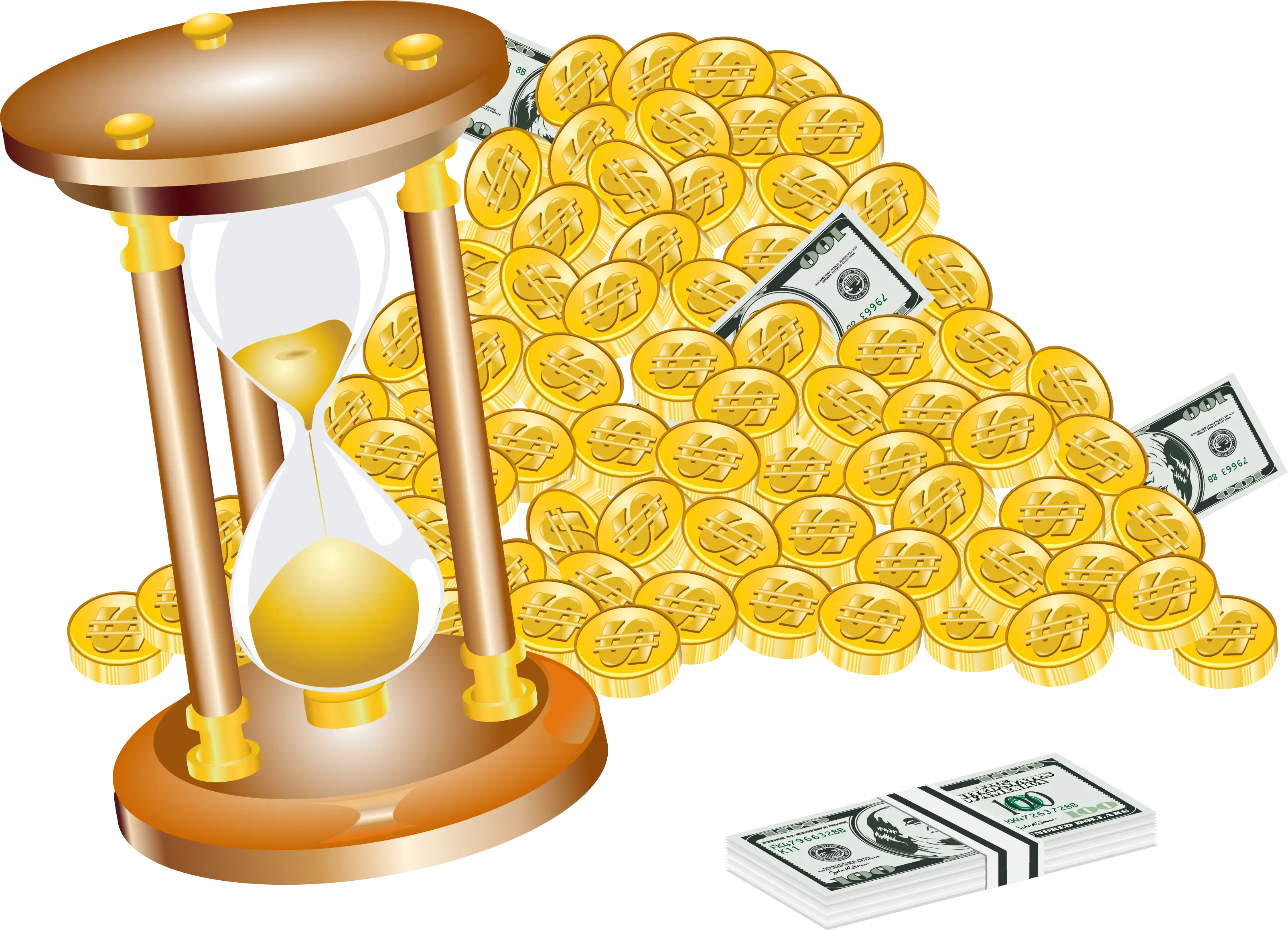 Hourglass and Pile of Money