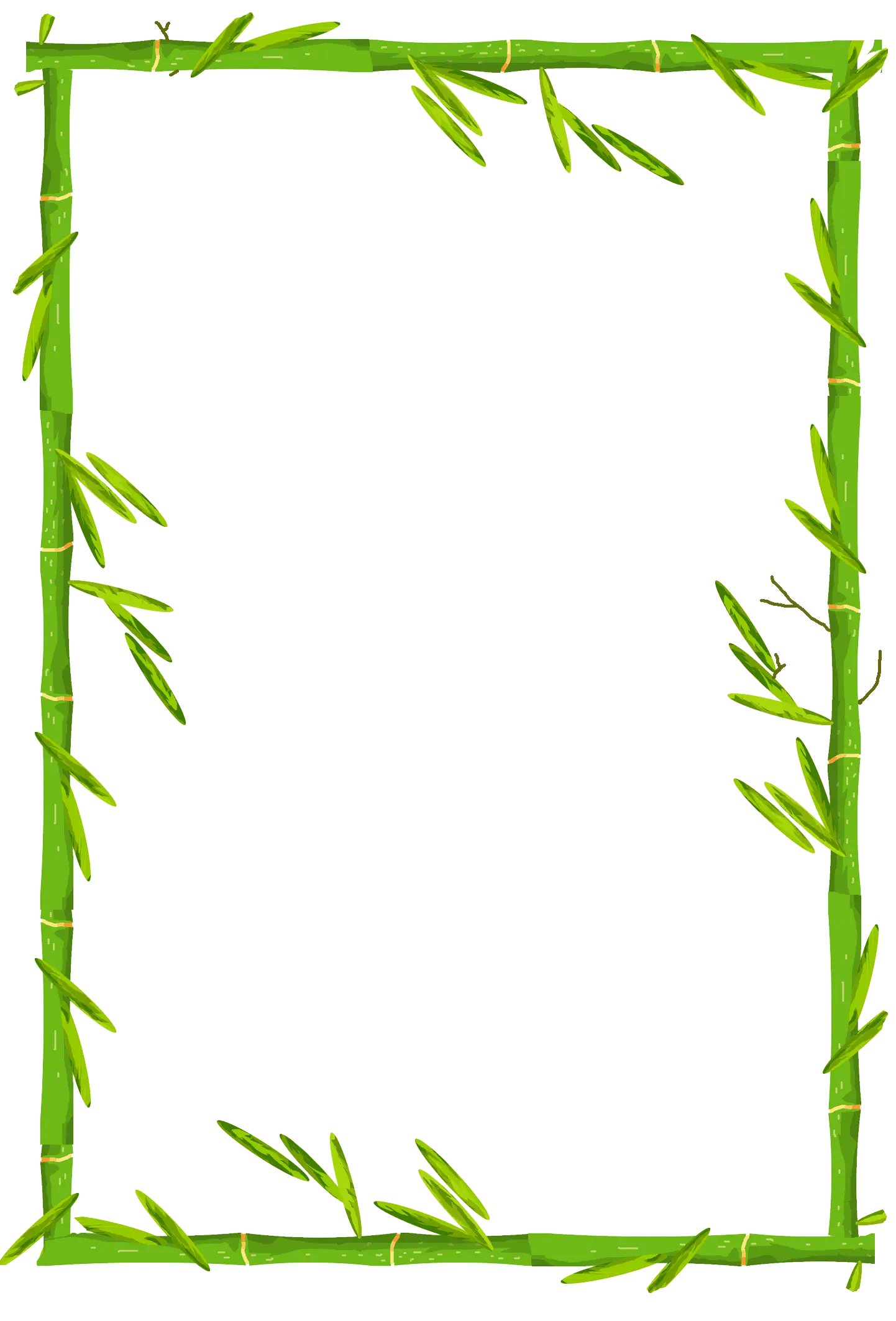 Green Bamboo Frame with Leaves