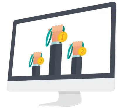 Medals on Computer Screen