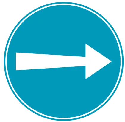 Blue Circular Right Directional Arrow Sign