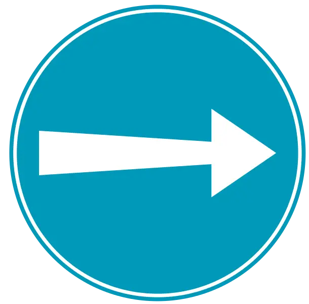 Blue Circular Right Directional Arrow Sign