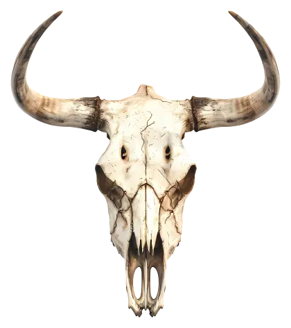 Rustic Cow Skull with Horns