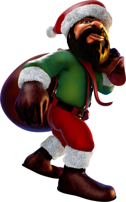 Santa Claus Carrying a Gift Bag