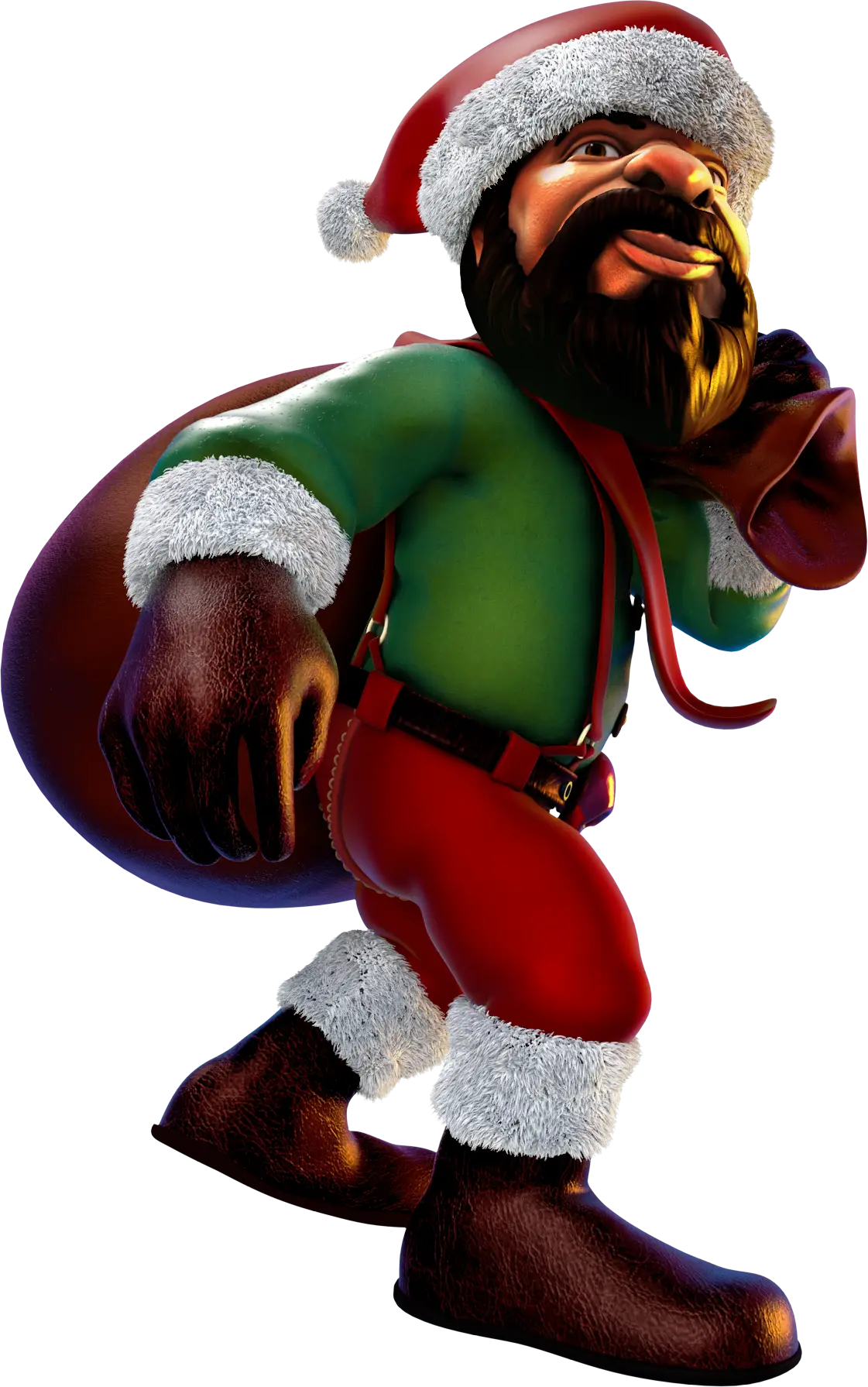 Santa Claus Carrying a Gift Bag