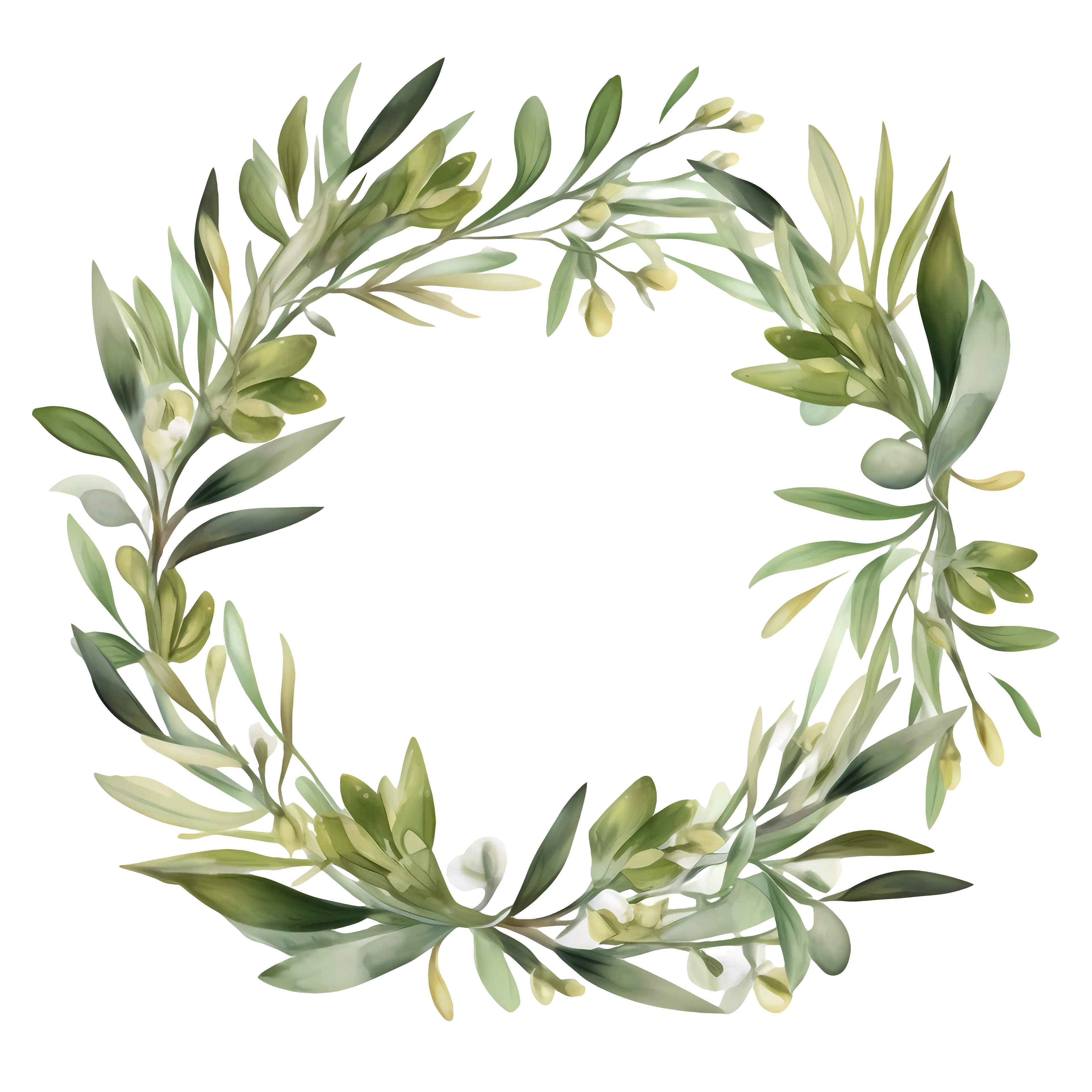 Green Olive Wreath Illustration with Natural Touch