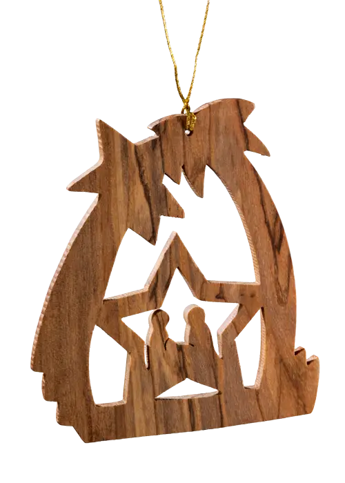 Wooden Nativity Scene Ornament