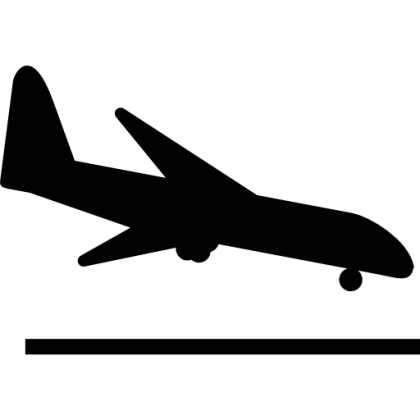 Silhouette of Airplane Landing Graphic