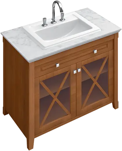 Wooden Bathroom Sink Cabinet with Marble Top