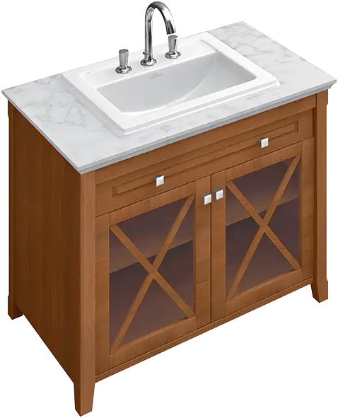 Wooden Bathroom Sink Cabinet with Marble Top