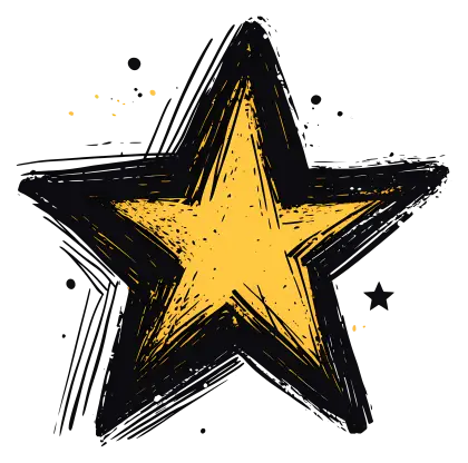 Yellow Star with Bold Black Stroke Design
