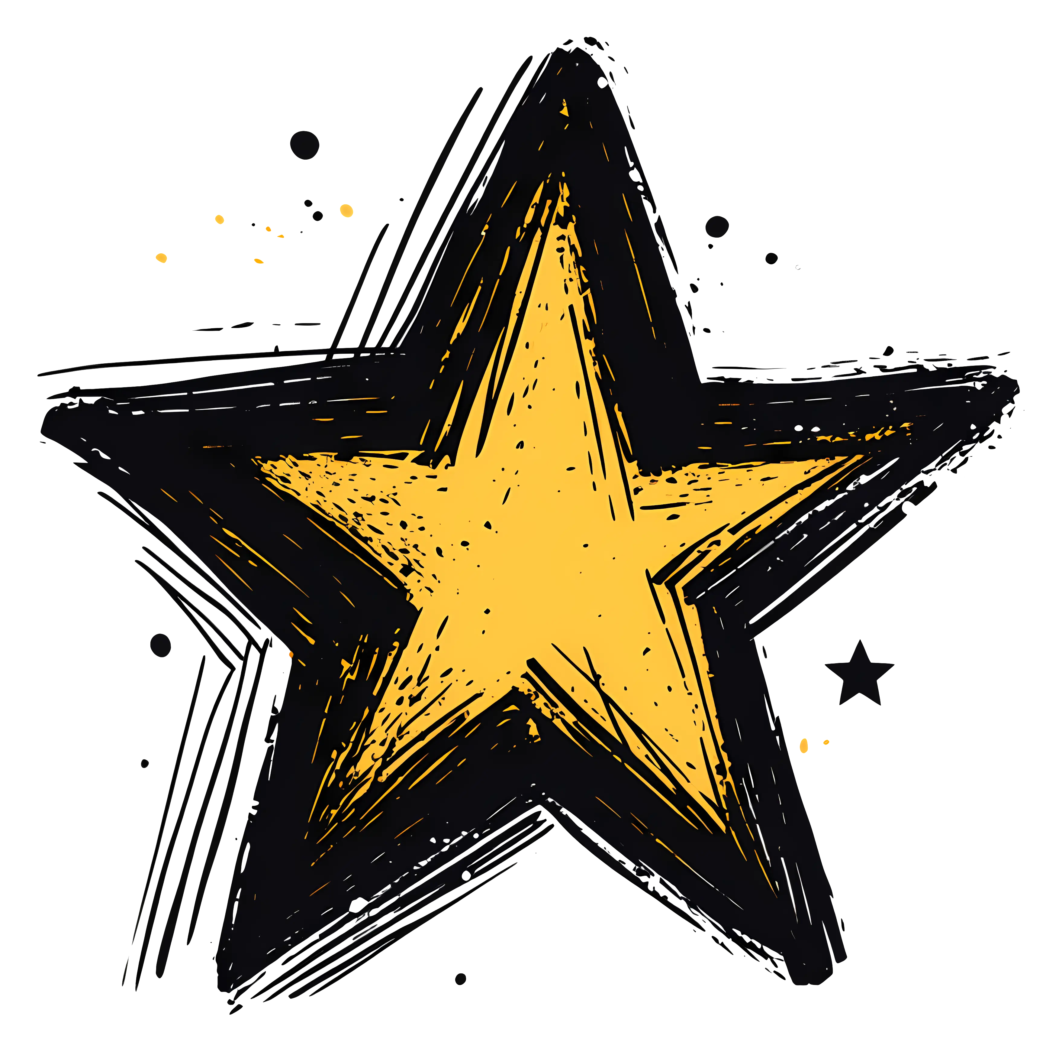 Yellow Star with Bold Black Stroke Design