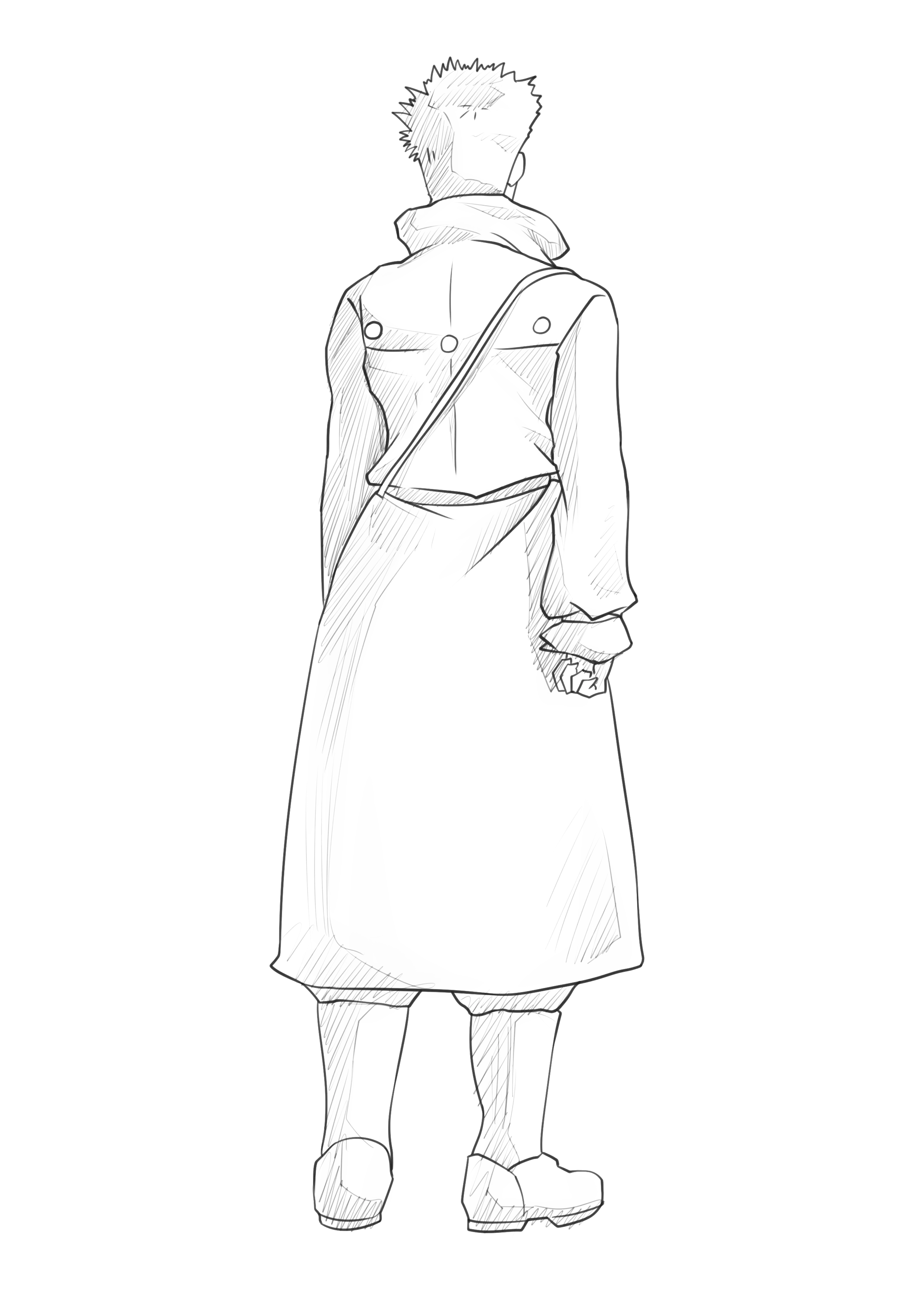 Anime Character Sketch from Behind