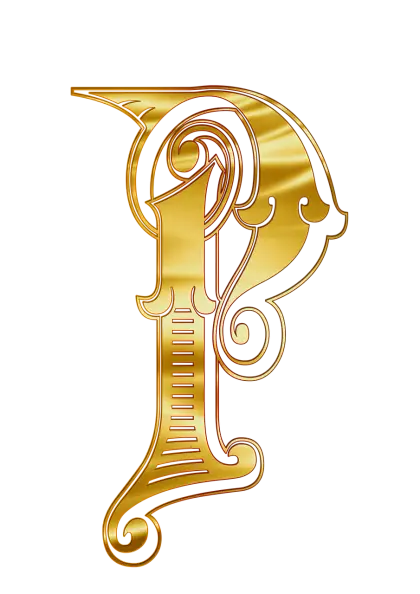 Golden Ornamental Decorative Letter P
