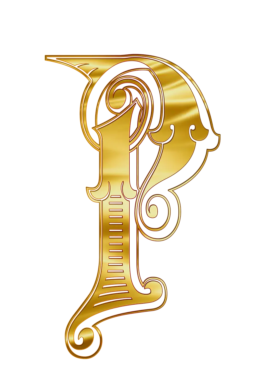 Golden Ornamental Decorative Letter P