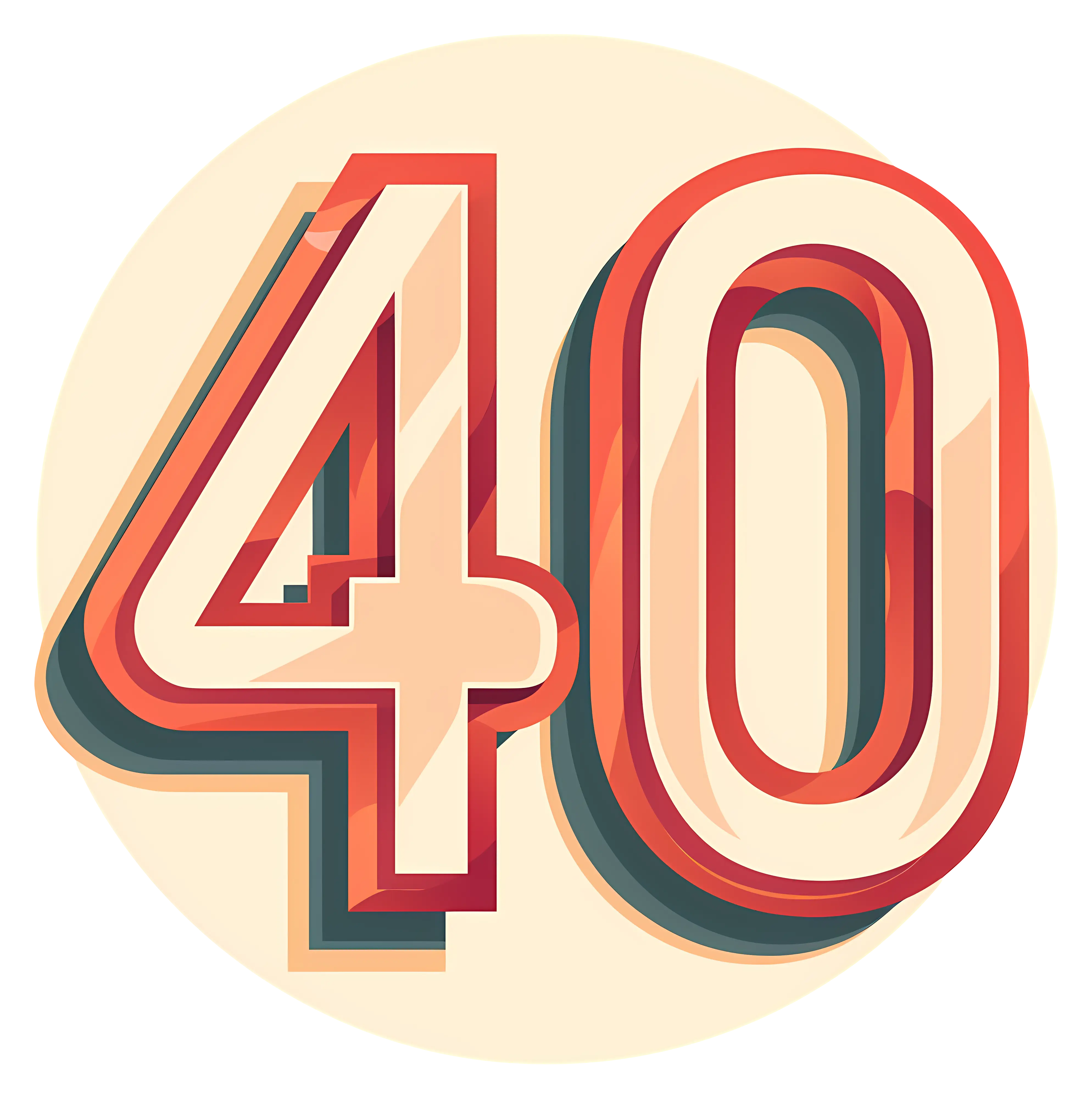 Colorful Bold Number 40 Illustration