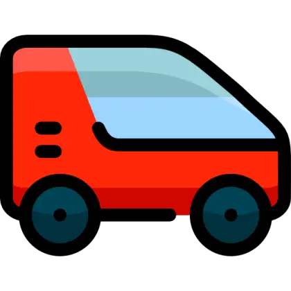 Red Delivery Van in Cartoon Style
