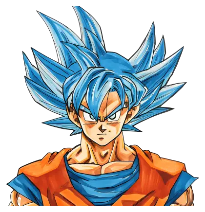 Vivid Animated Hero with Blue Hair in Anime Style
