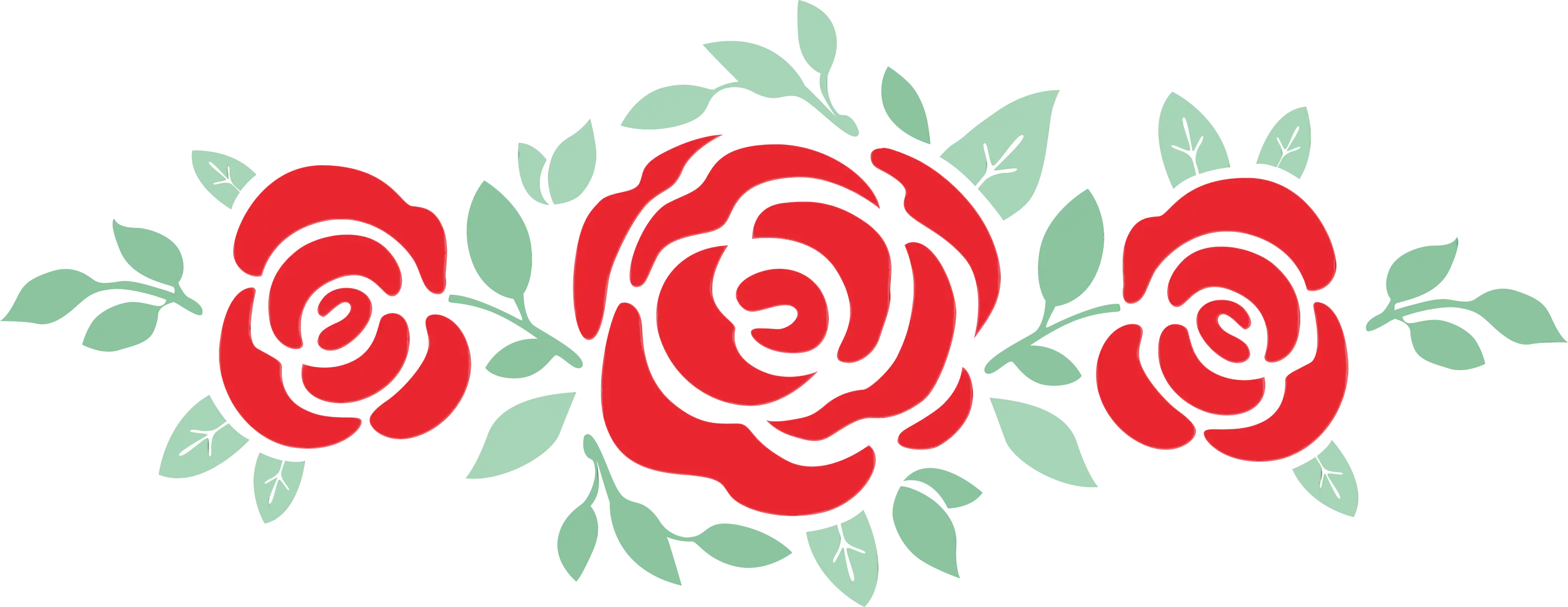 Beautiful Red Rose Ornament with Leaves