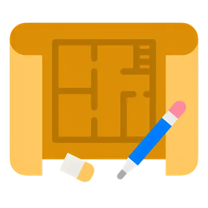 Architectural Blueprint with Pencil