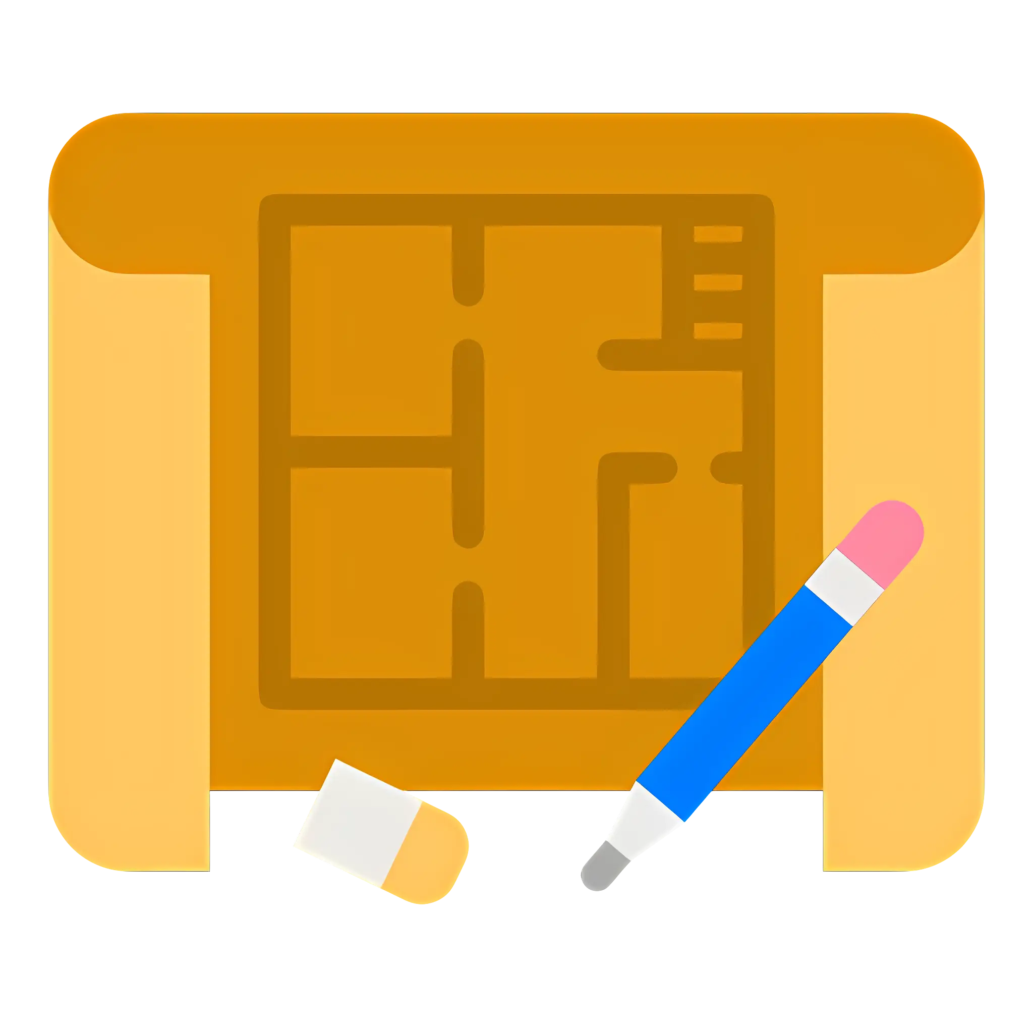 Architectural Blueprint with Pencil