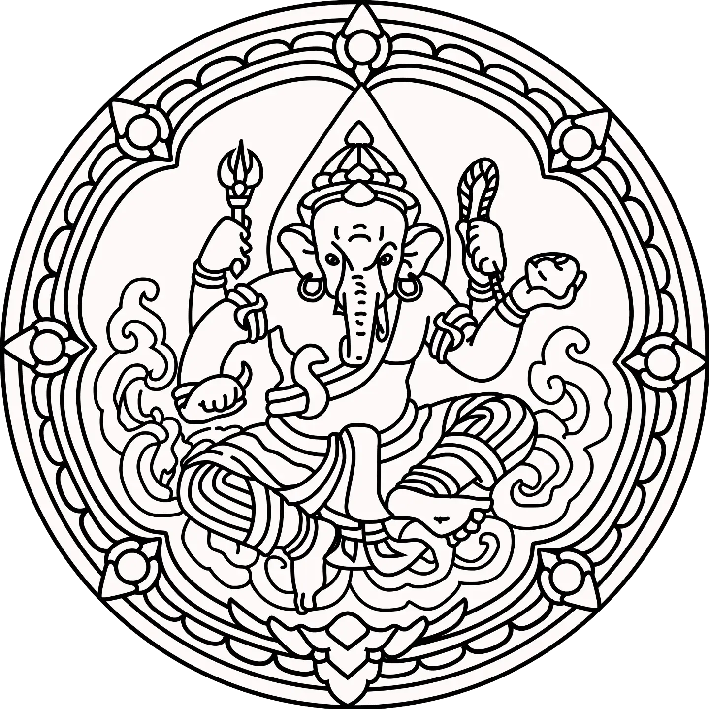 Ganesha Mandala Line Art Design