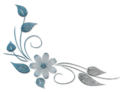 Blue Decorative Floral Design with Leaves