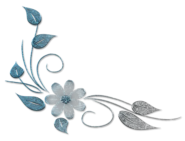 Blue Decorative Floral Design with Leaves