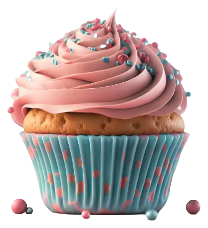 Pink and Blue Cupcake with Sprinkles