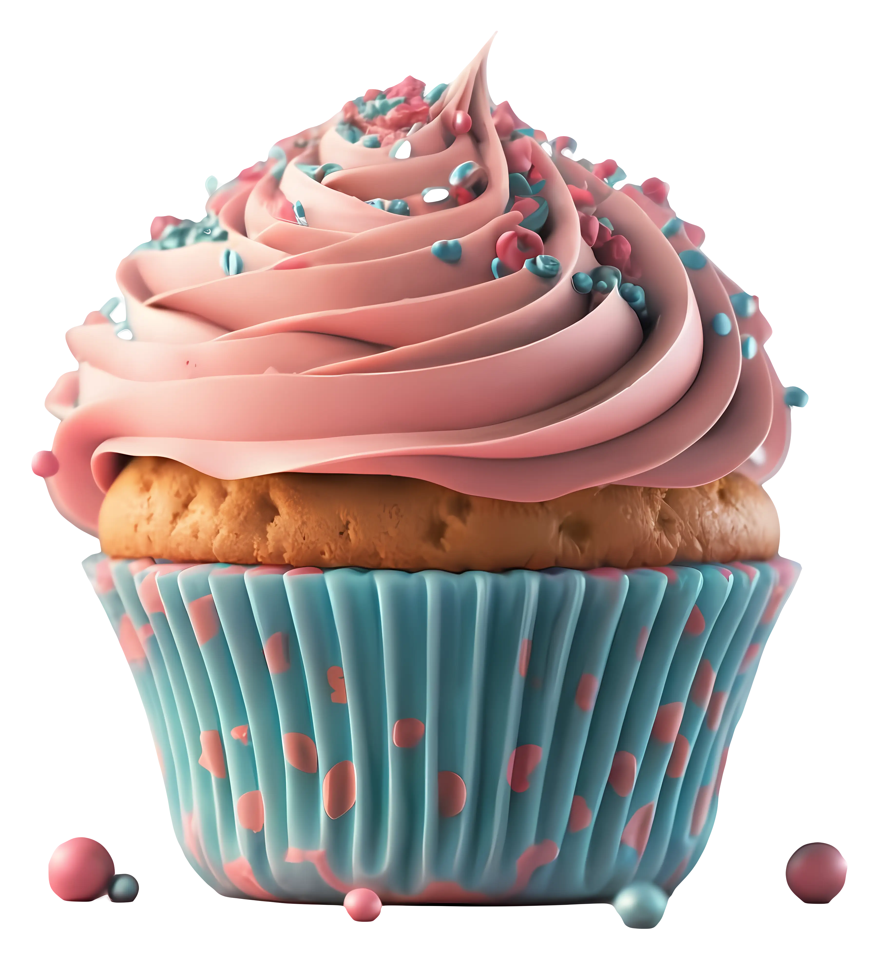 Pink and Blue Cupcake with Sprinkles