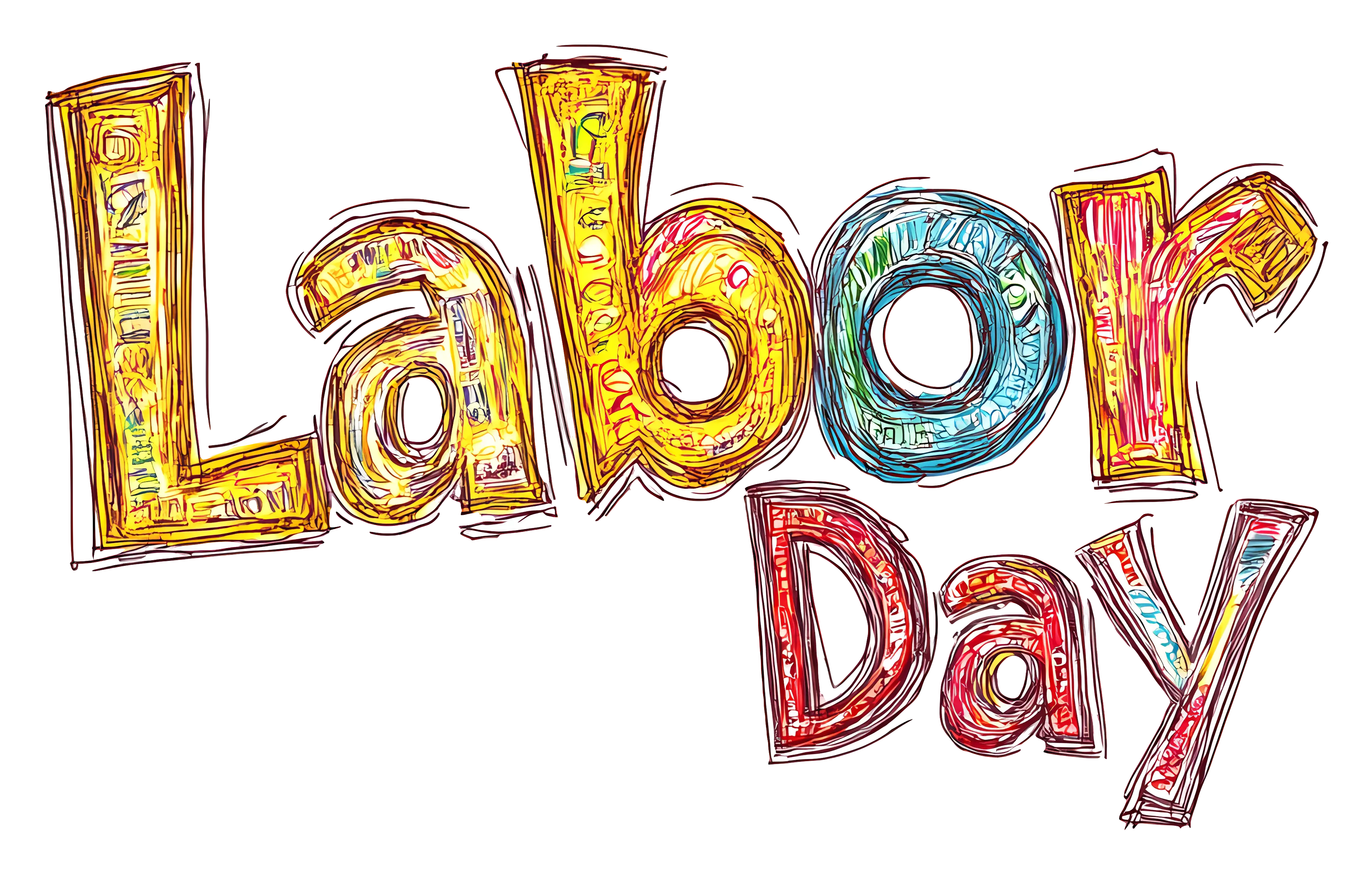 Labor Day colorful text