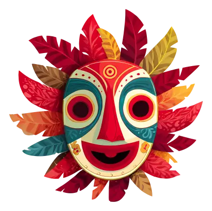 Colorful Tribal Mask with Feathers