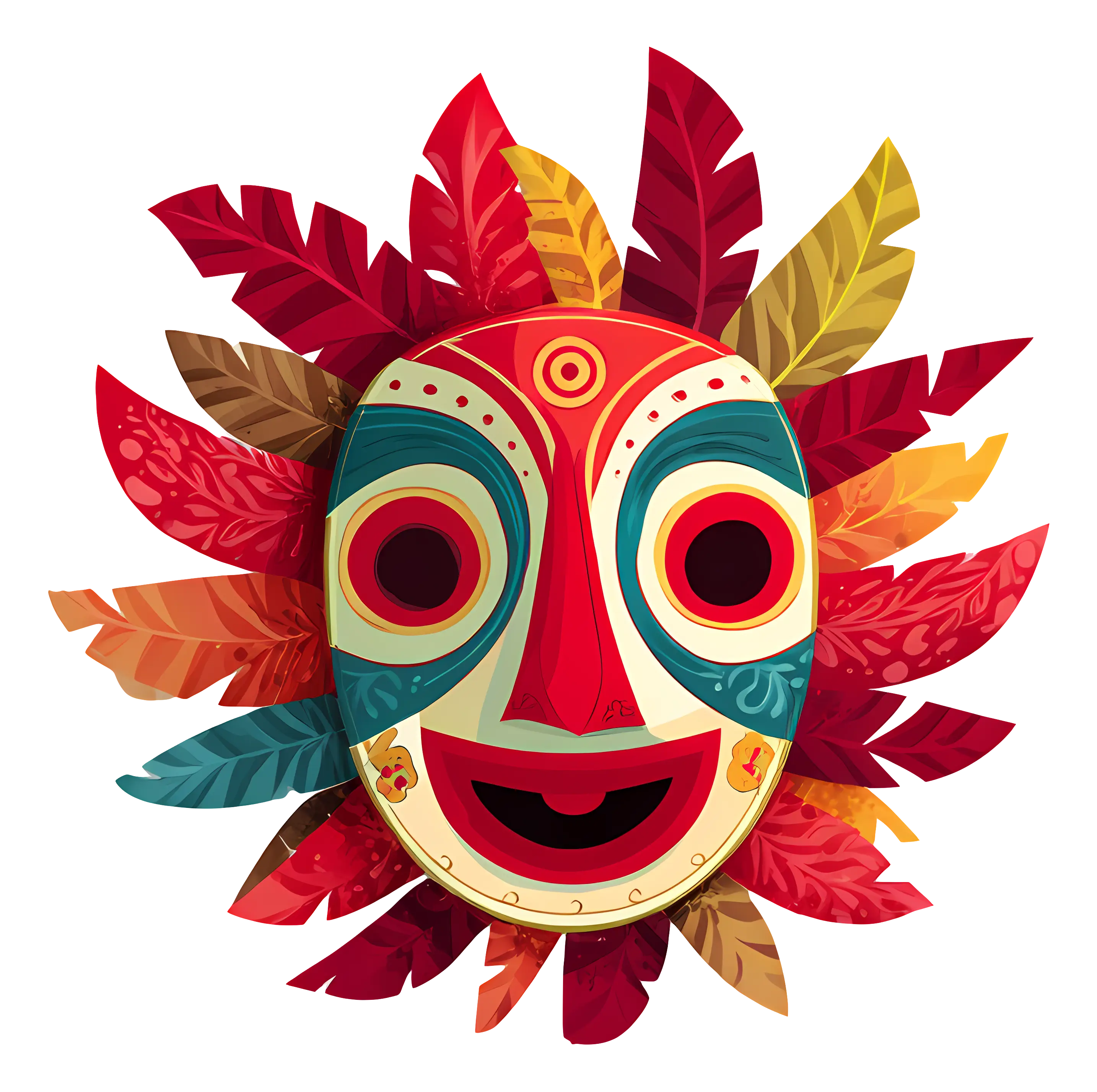 Colorful Tribal Mask with Feathers