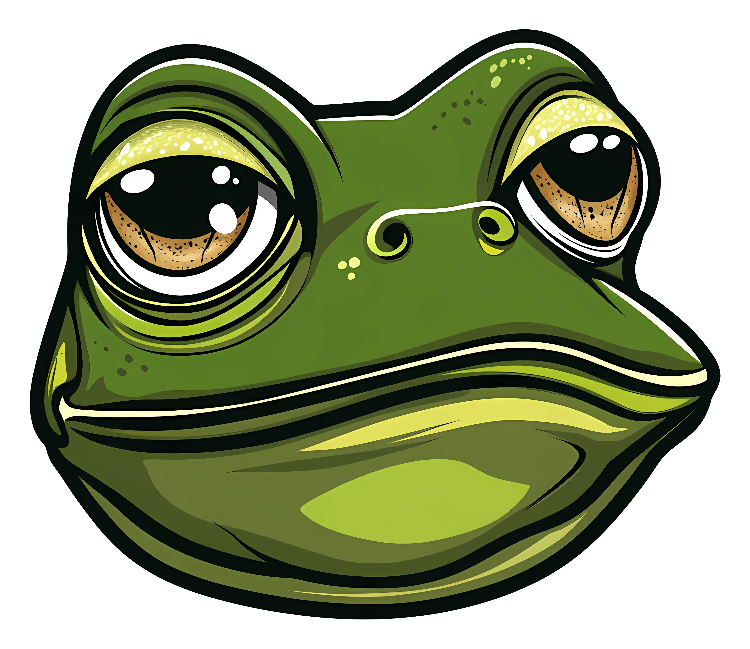 Green Frog Illustration with Artistic Details
