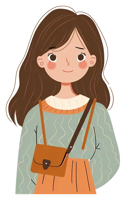 Smiling Girl with Bag in Casual Outfit