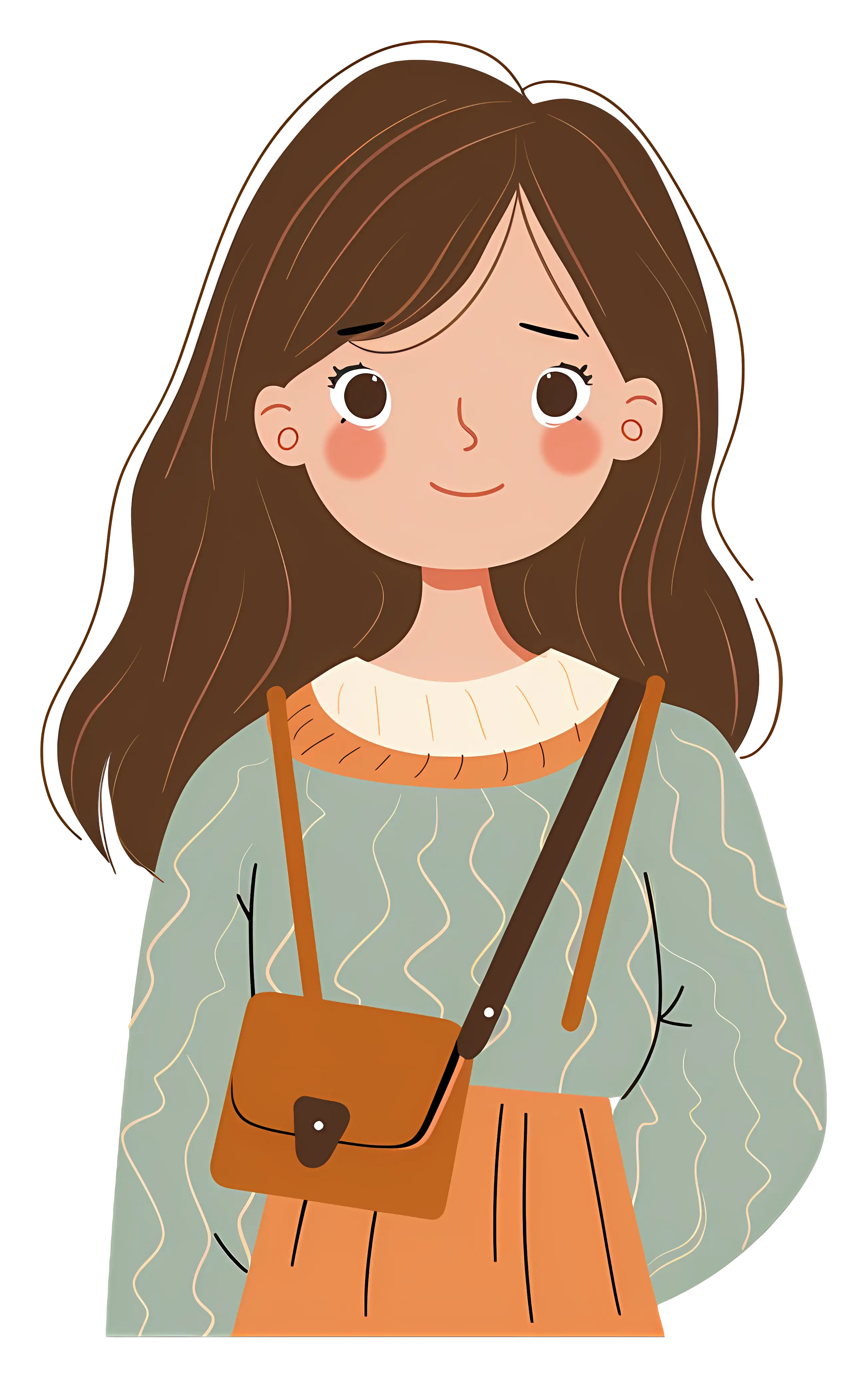 Smiling Girl with Bag in Casual Outfit