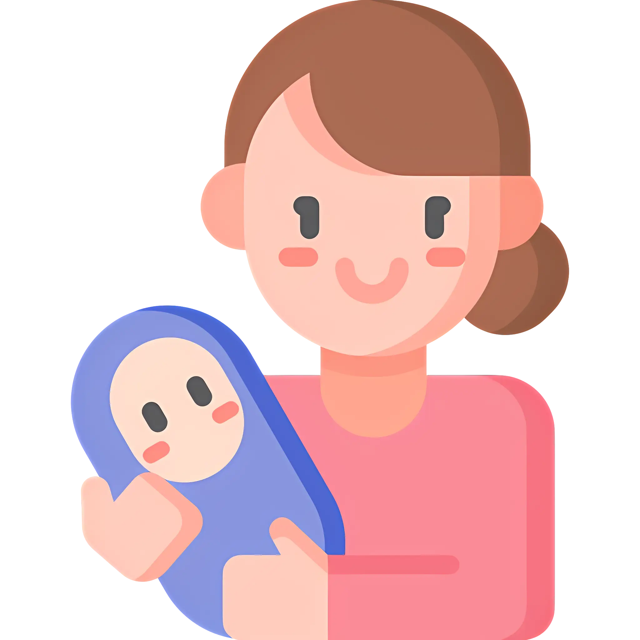 Mother Holding Baby in Cartoon Style