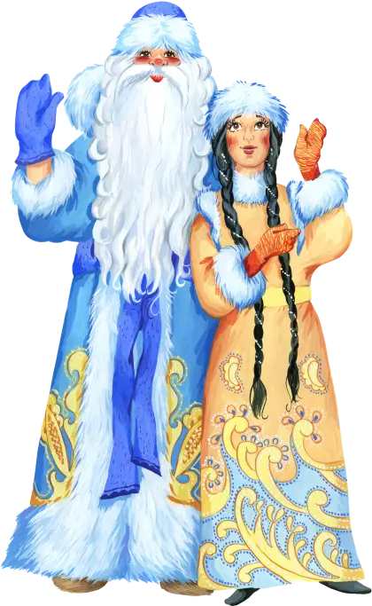 Father Frost and Snow Maiden in Festive Attire