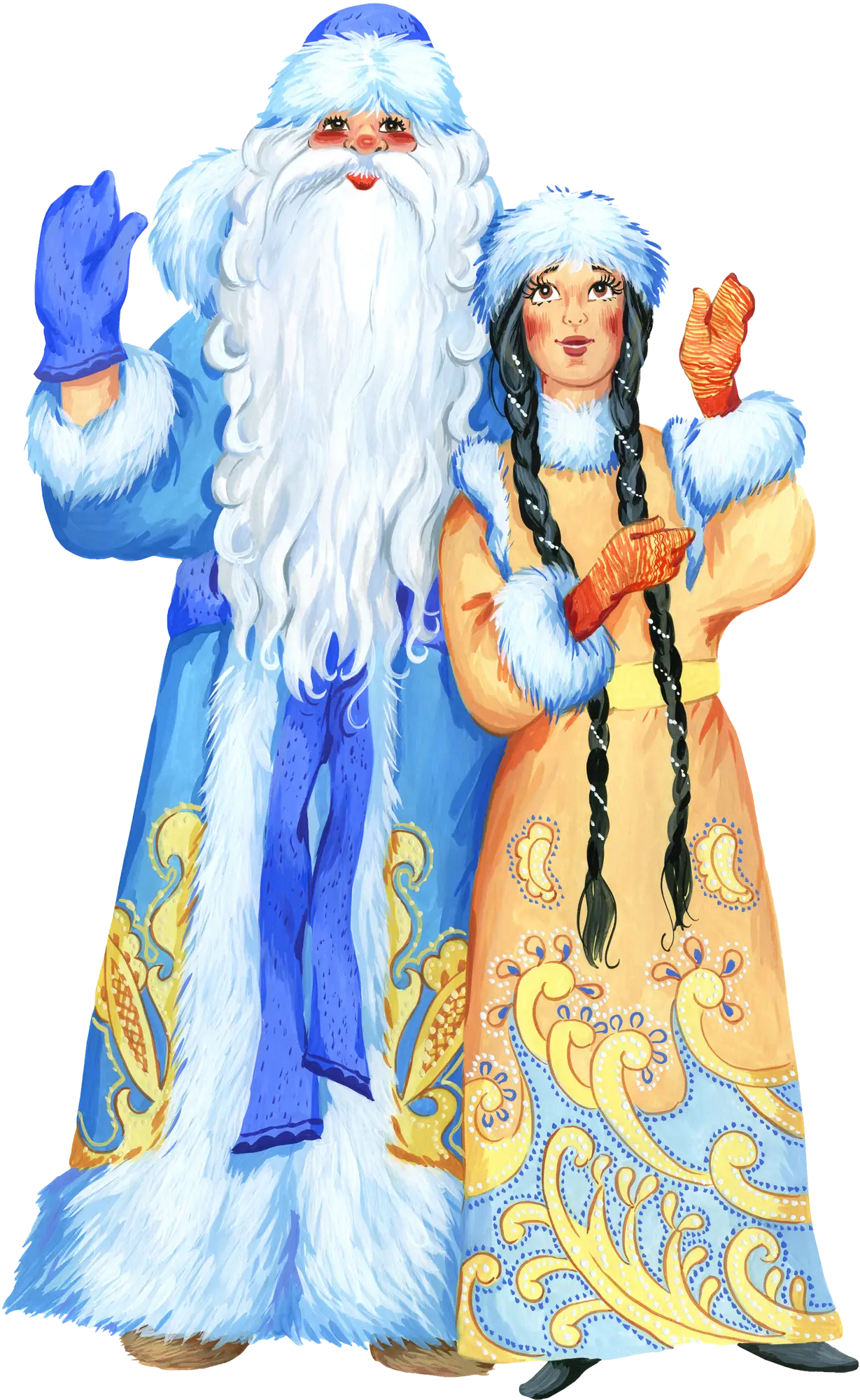 Father Frost and Snow Maiden in Festive Attire