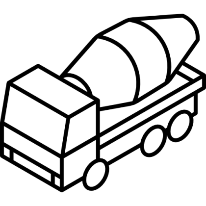 Black and White Cement Mixer Truck Icon