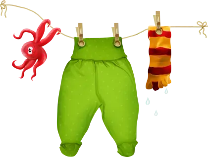 Clothesline with Green Pants and Toy