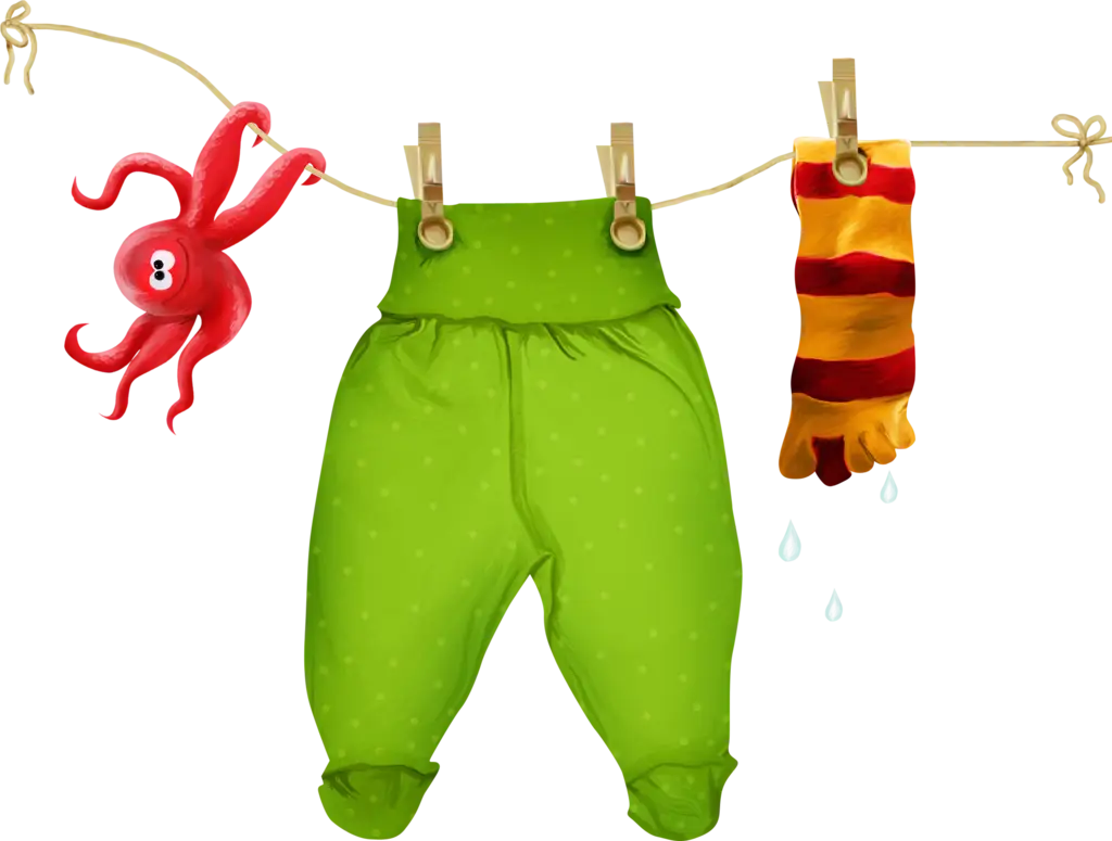 Clothesline with Green Pants and Toy