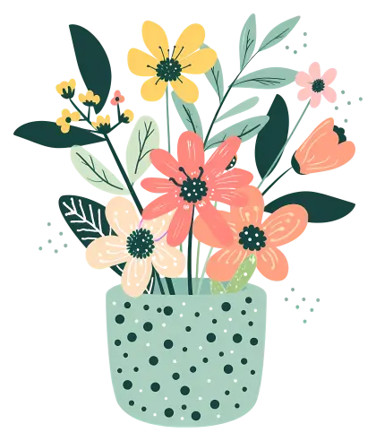 Colorful Flowers in a Pot