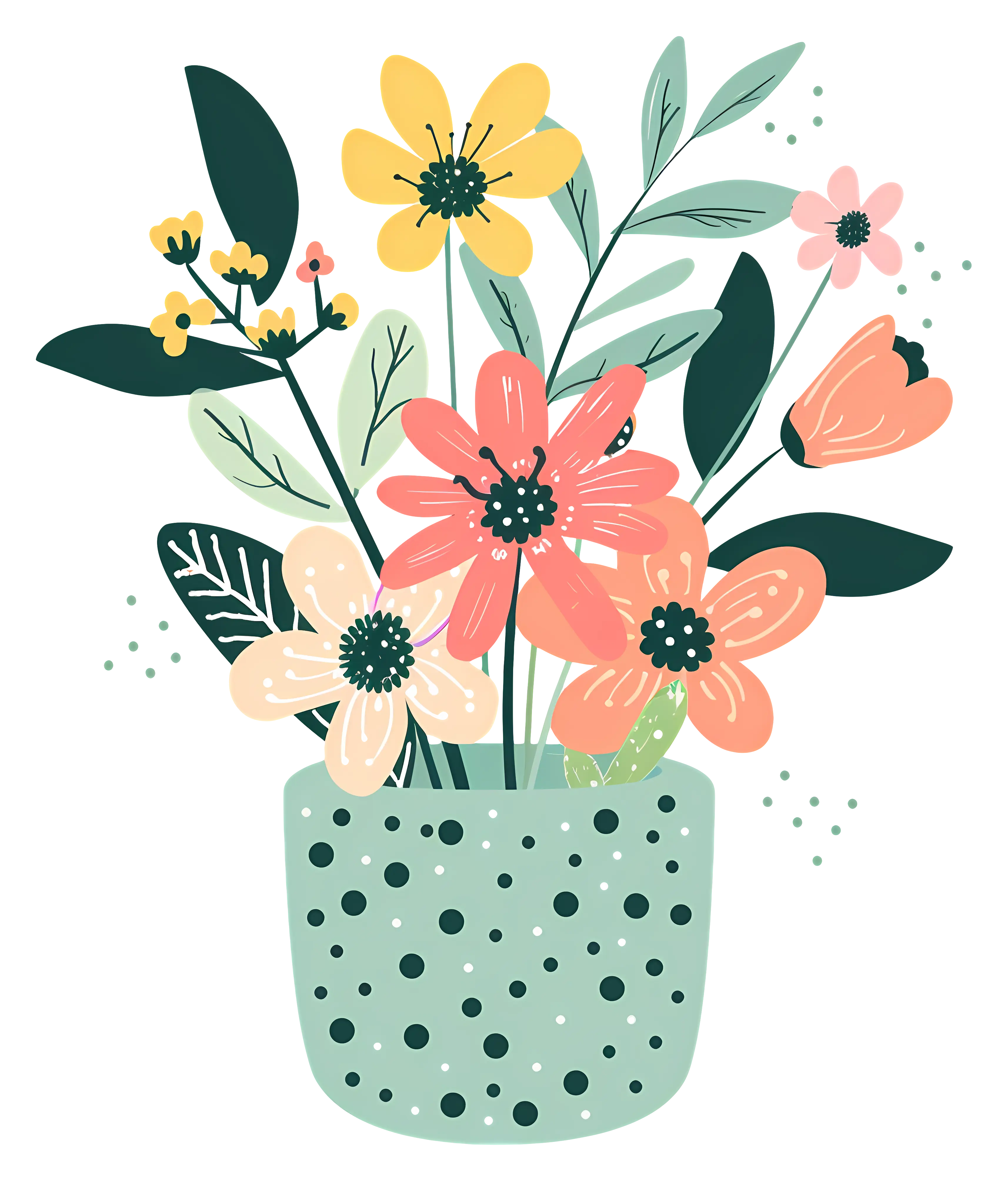Colorful Flowers in a Pot
