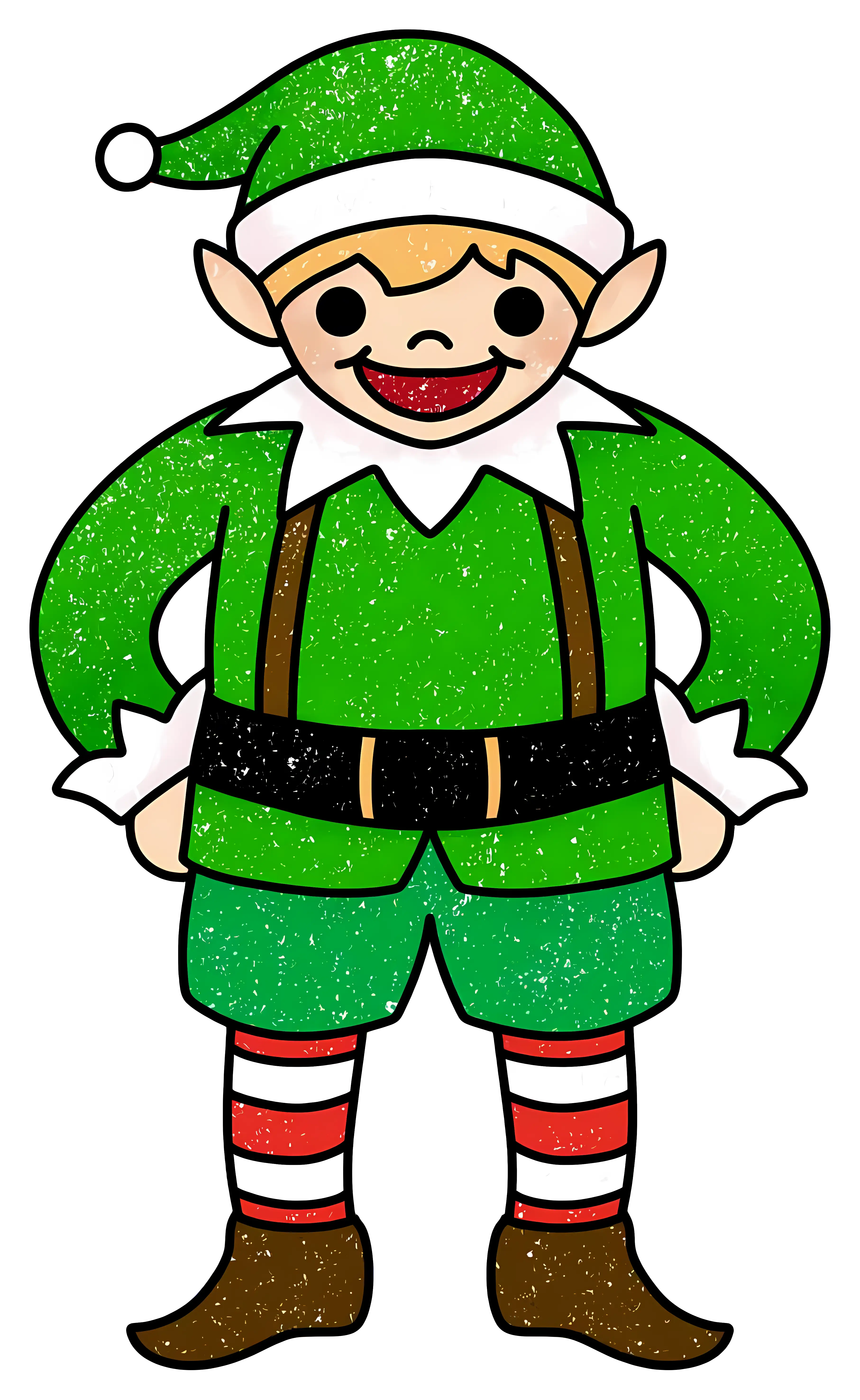 Green Christmas Elf Cartoon Illustration