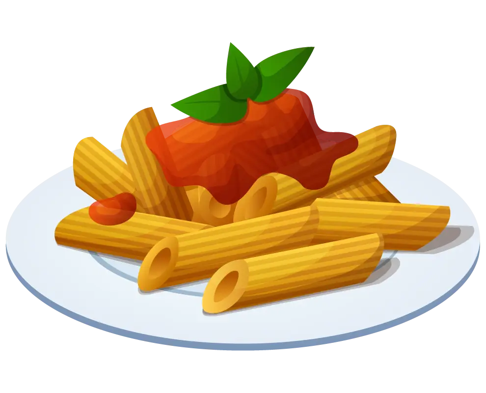 Plate of Pasta with Tomato Sauce and Basil