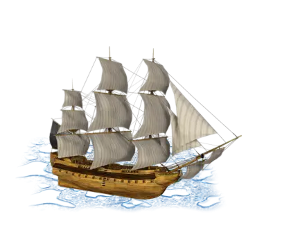 Wooden Sailing Ship Navigating in the Ocean