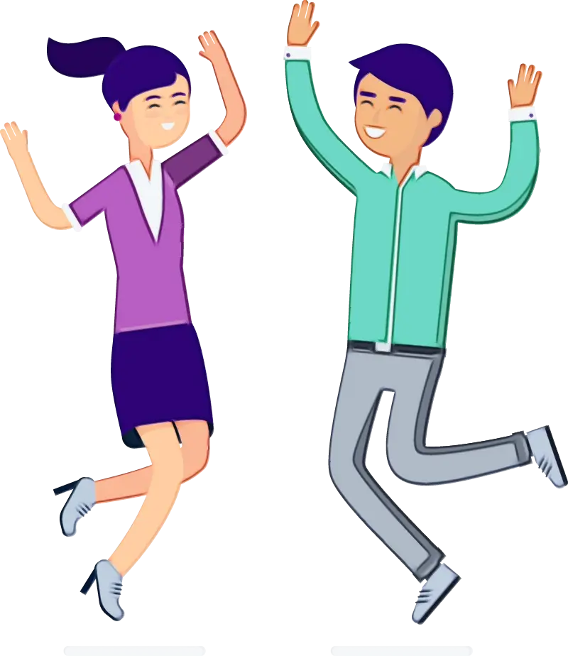 Cartoon Characters Jumping Happily