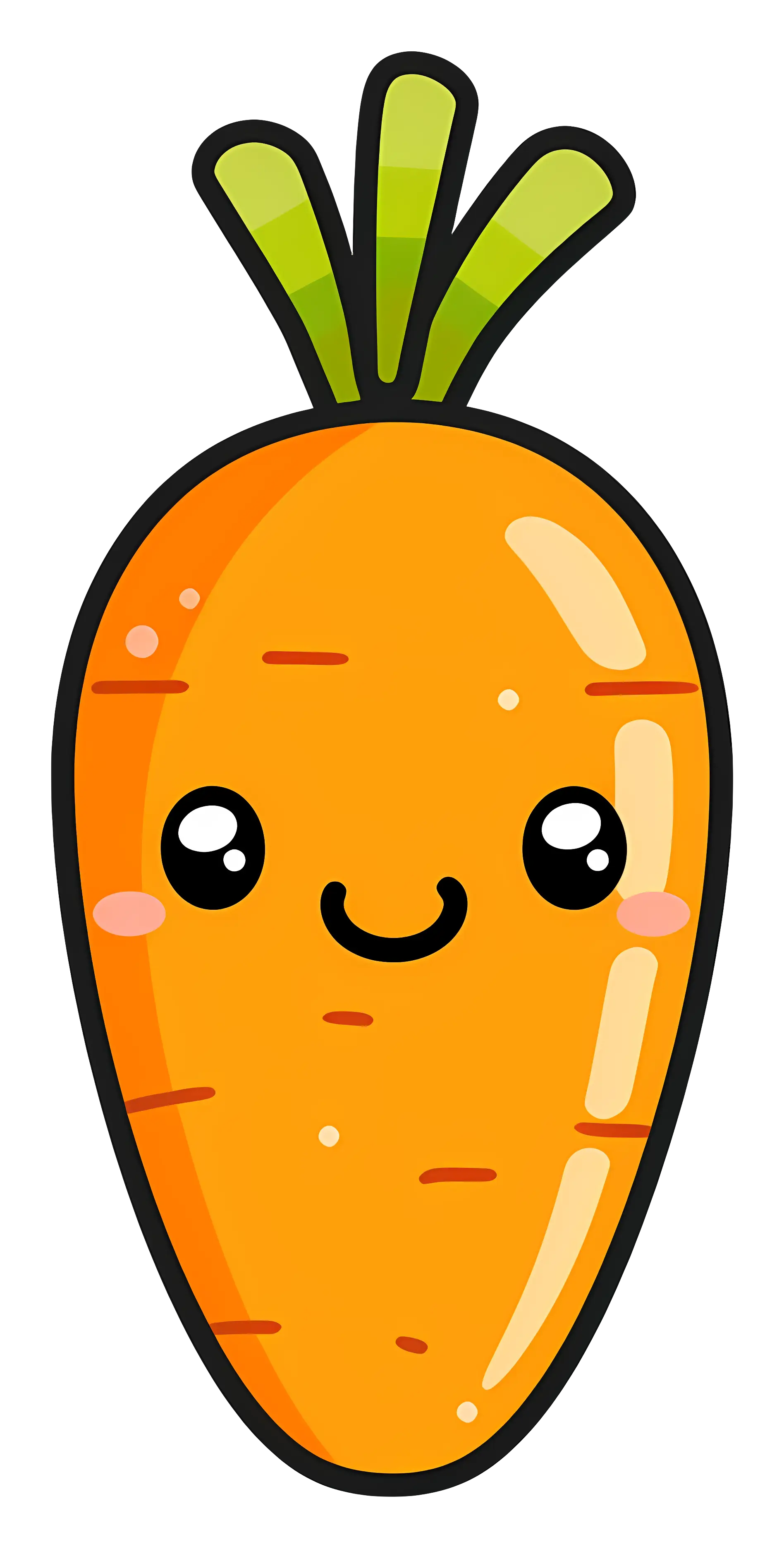 Cute Cartoon Carrot with Kawaii Expression