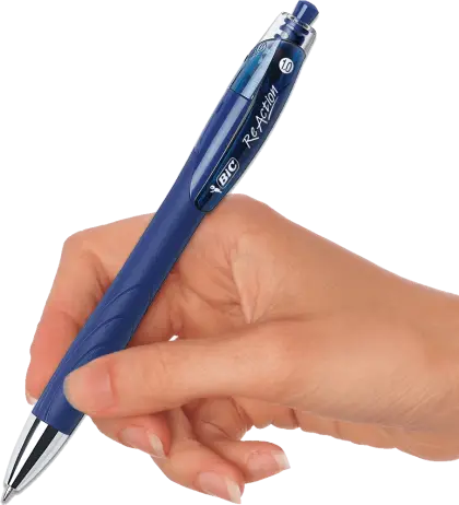 Hand Holding Blue Pen for Writing